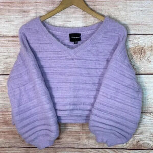 Cotton Candy LA Purple Fuzzy Sweater Top Small Medium